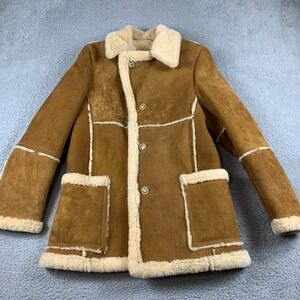 Vintage Sears Marlboro Man Split Cowhide Leather Coat Mens 38‎ Regular 1970's